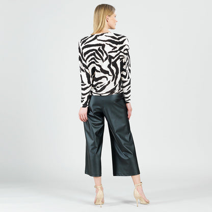 Clara Sunwoo Special Offer - Cozy Knit - Boat Neck Side Ruched Sweater - Zebra - Final Sale