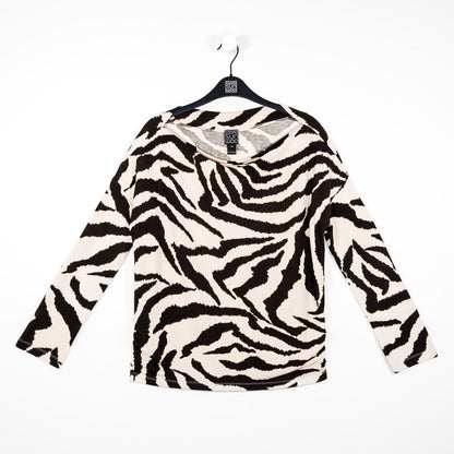 Clara Sunwoo Special Offer - Cozy Knit - Boat Neck Side Ruched Sweater - Zebra - Final Sale