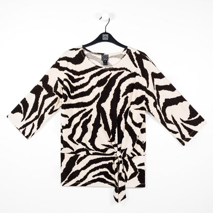 Clara Sunwoo Great Value - Cozy Knit - Side Tie Sweater Top - Zebra - Final Sale