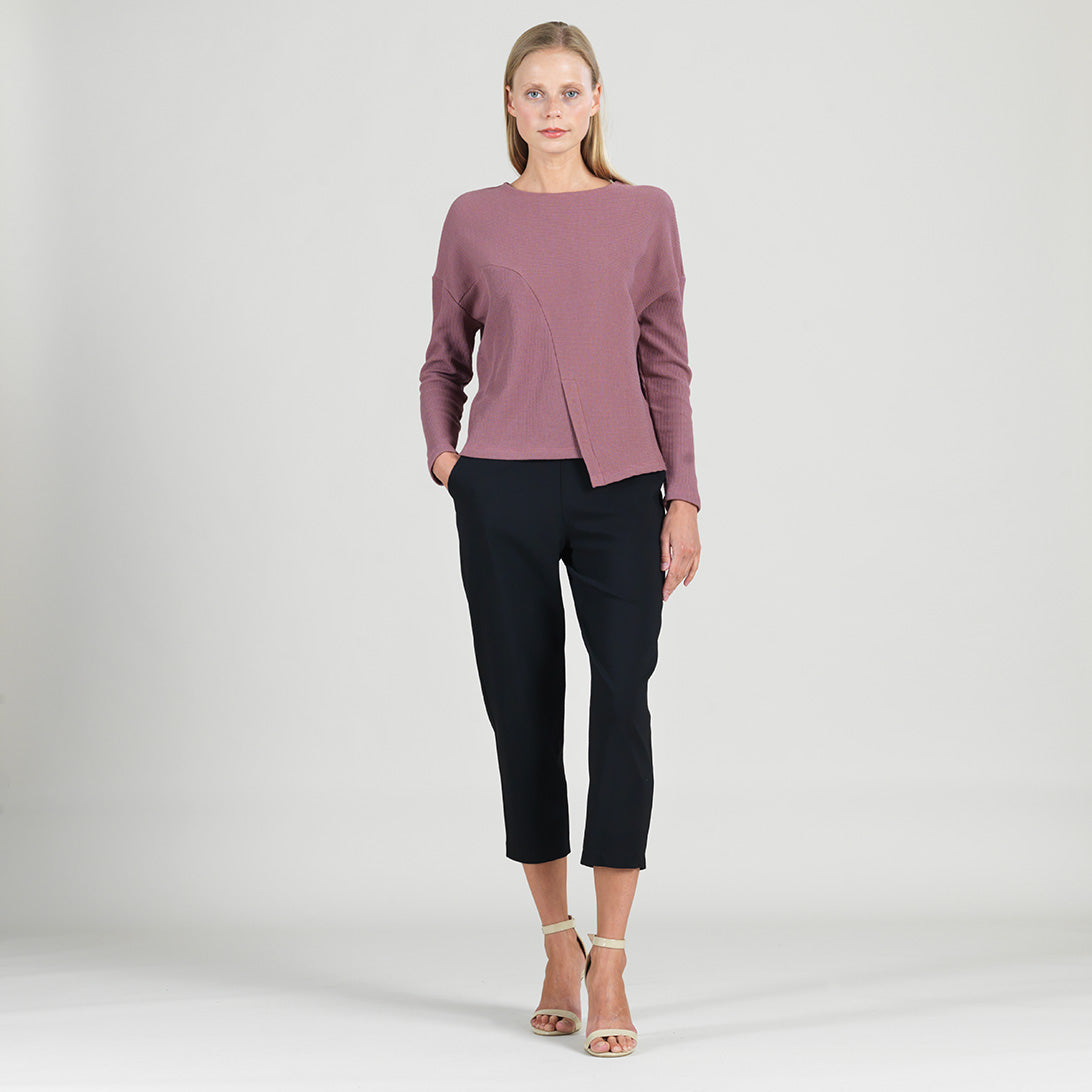 Clara Sunwoo Quality - Structured Ribbed Knit - Modern Envelope Hem Sweater - Mauve - Final Sale!