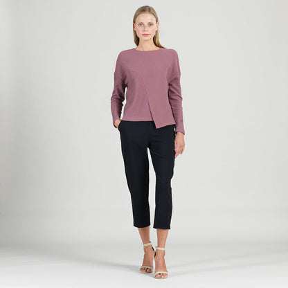 Clara Sunwoo Quality - Structured Ribbed Knit - Modern Envelope Hem Sweater - Mauve - Final Sale!