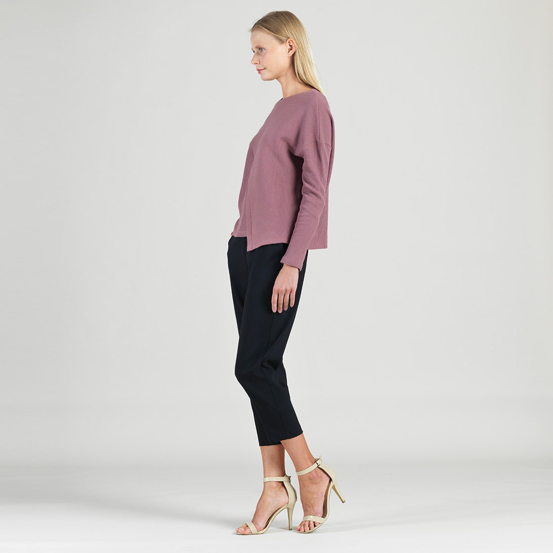 Clara Sunwoo Quality - Structured Ribbed Knit - Modern Envelope Hem Sweater - Mauve - Final Sale!