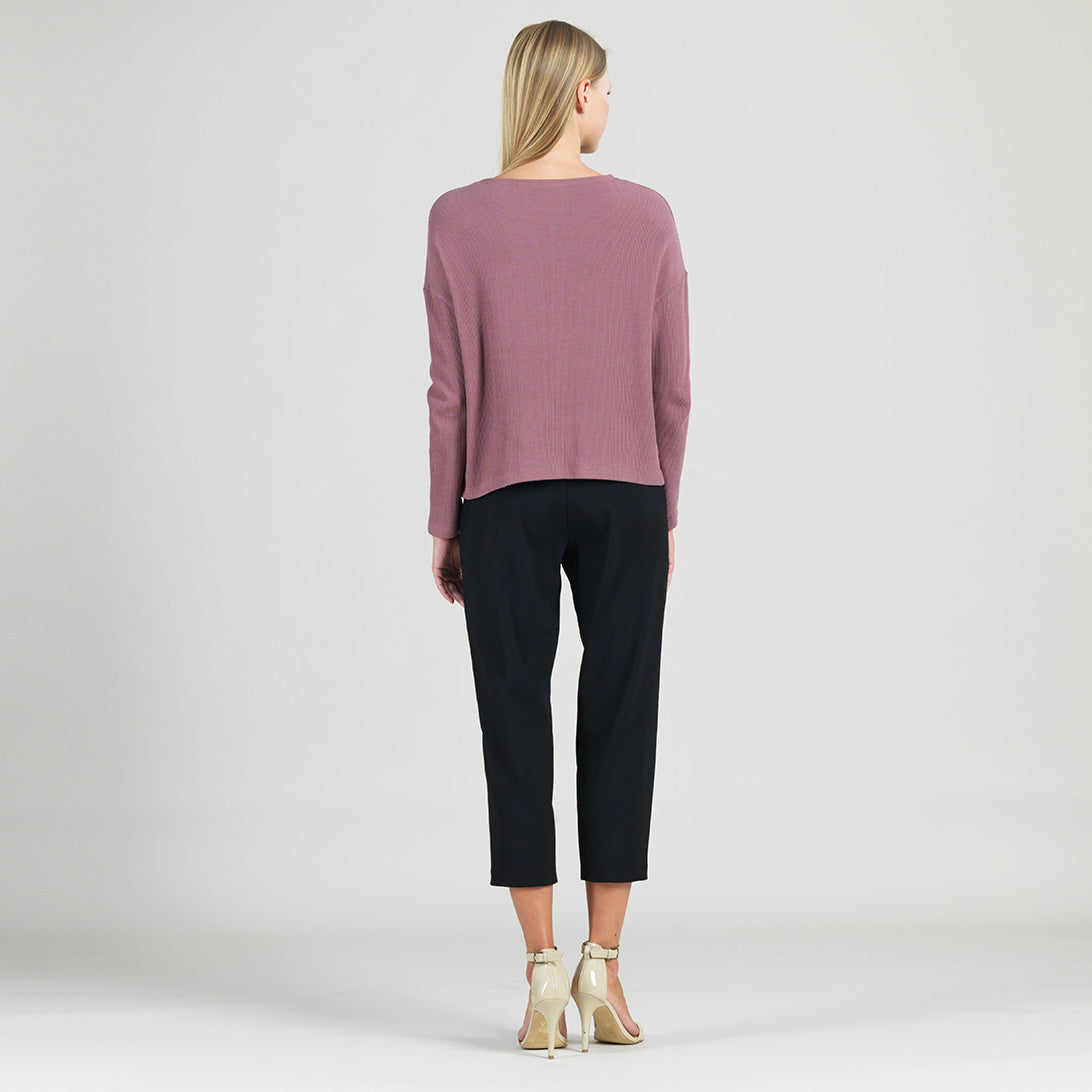 Clara Sunwoo Quality - Structured Ribbed Knit - Modern Envelope Hem Sweater - Mauve - Final Sale!
