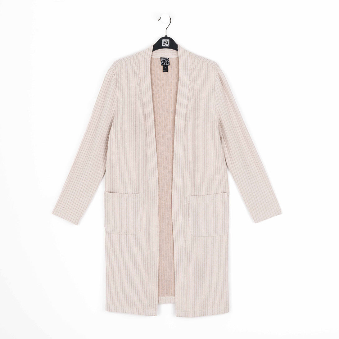 Clara Sunwoo Deals - Chunky Ribbed - Modern Pocket Sweater Cardigan - Sand - Final Sale!