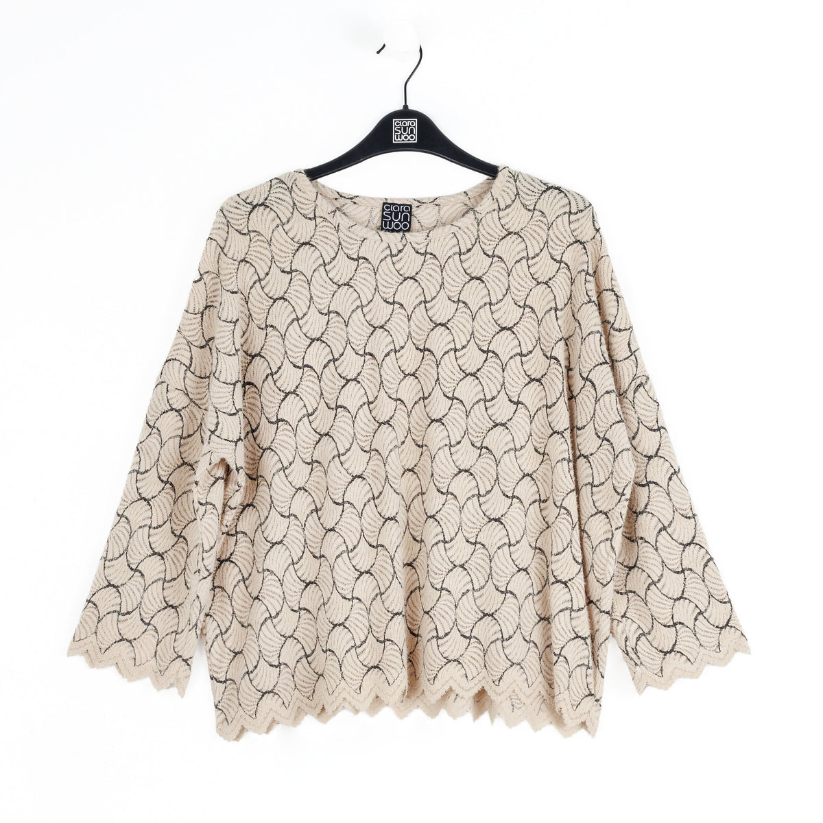 Clara Sunwoo Best Price - Crochet Knit - Scallop Hem Box Sweater Top - Fan Shell - Final Sale