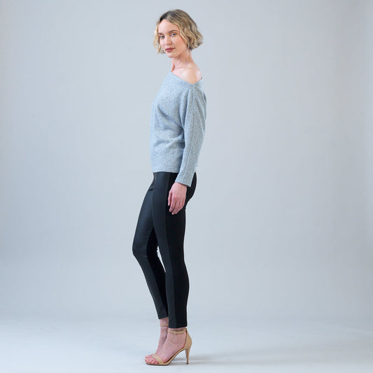 Clara Sunwoo Value - Plush Shimmer - Angled Neck Sweater - Gray