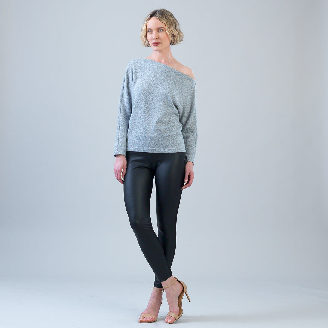 Clara Sunwoo Value - Plush Shimmer - Angled Neck Sweater - Gray