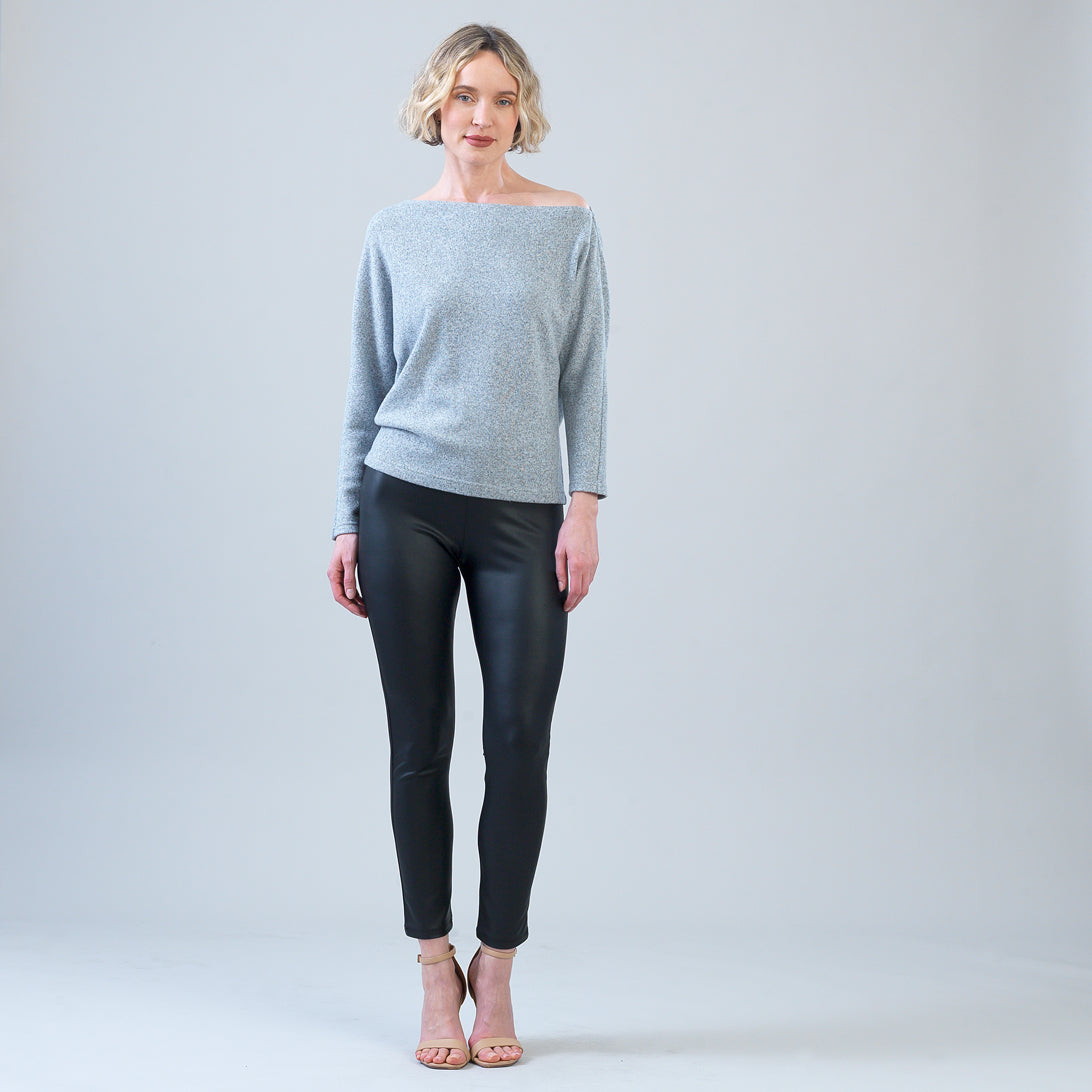 Clara Sunwoo Value - Plush Shimmer - Angled Neck Sweater - Gray