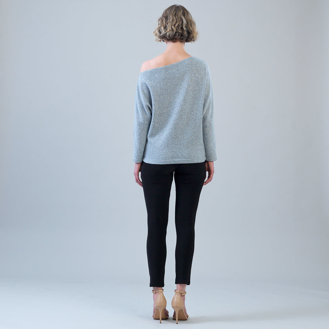 Clara Sunwoo Value - Plush Shimmer - Angled Neck Sweater - Gray