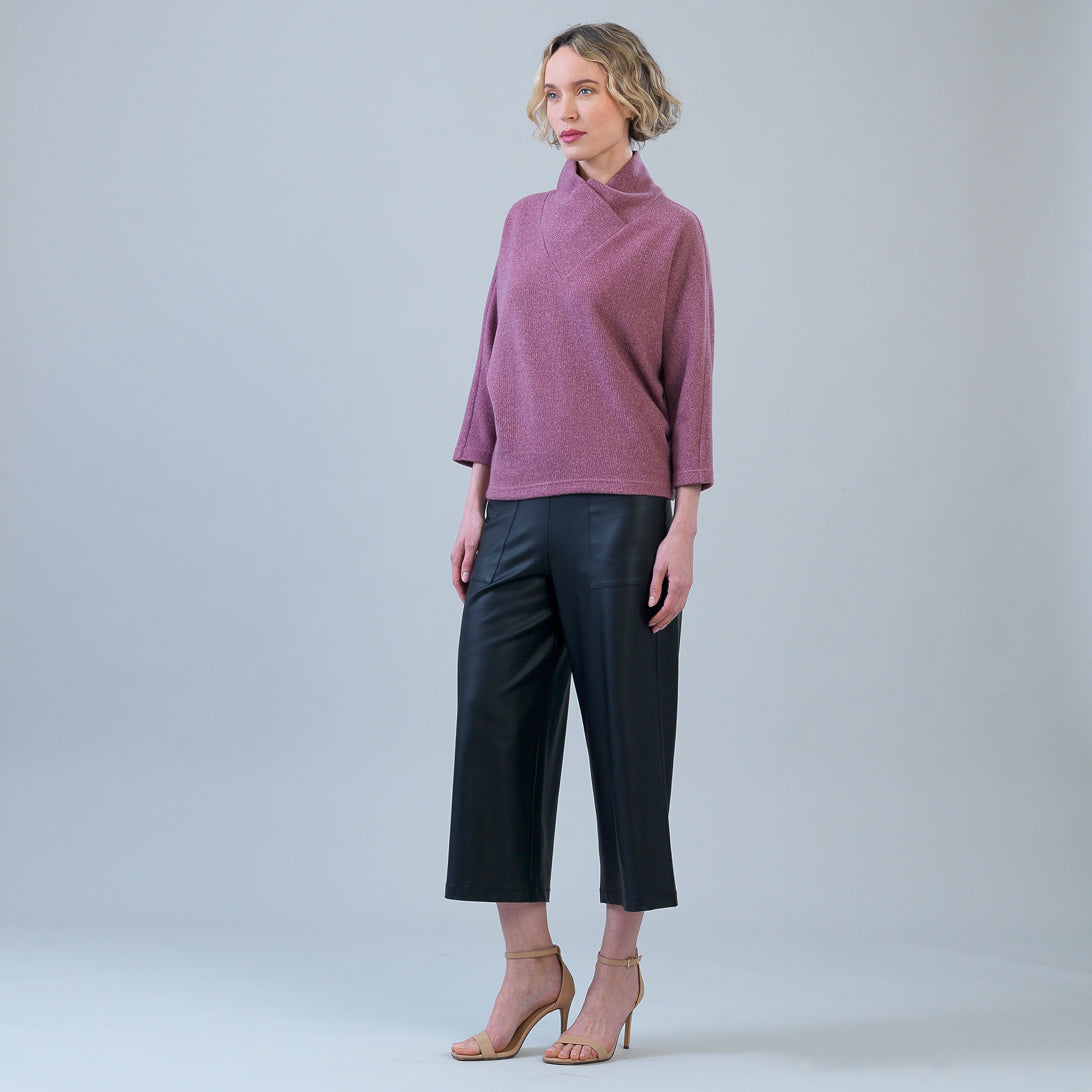 Clara Sunwoo Best Price - Plush Ribbed - Crossover Petal Neck Sweater - Mauve