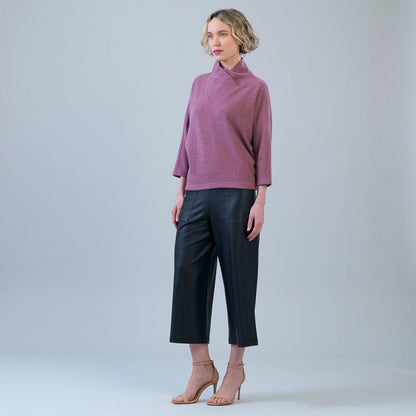 Clara Sunwoo Best Price - Plush Ribbed - Crossover Petal Neck Sweater - Mauve