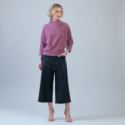 Clara Sunwoo Best Price - Plush Ribbed - Crossover Petal Neck Sweater - Mauve