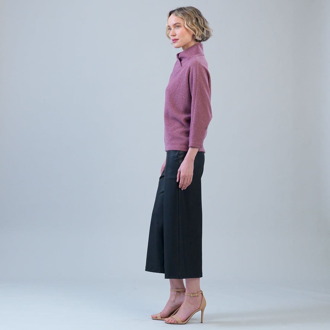 Clara Sunwoo Best Price - Plush Ribbed - Crossover Petal Neck Sweater - Mauve