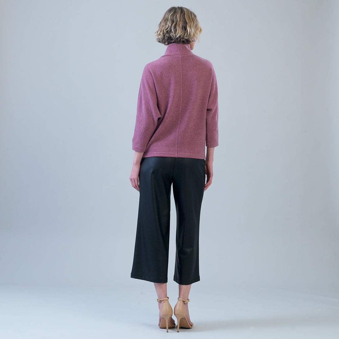 Clara Sunwoo Best Price - Plush Ribbed - Crossover Petal Neck Sweater - Mauve
