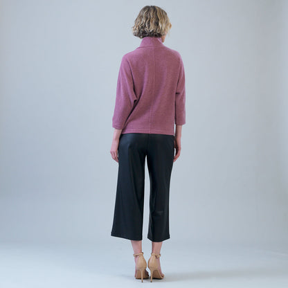 Clara Sunwoo Best Price - Plush Ribbed - Crossover Petal Neck Sweater - Mauve