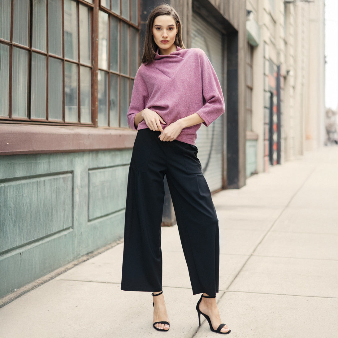 Clara Sunwoo Best Price - Plush Ribbed - Crossover Petal Neck Sweater - Mauve