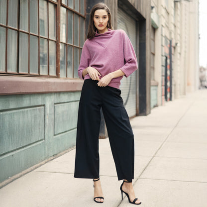 Clara Sunwoo Best Price - Plush Ribbed - Crossover Petal Neck Sweater - Mauve