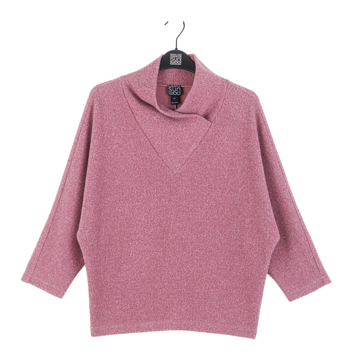 Clara Sunwoo Best Price - Plush Ribbed - Crossover Petal Neck Sweater - Mauve