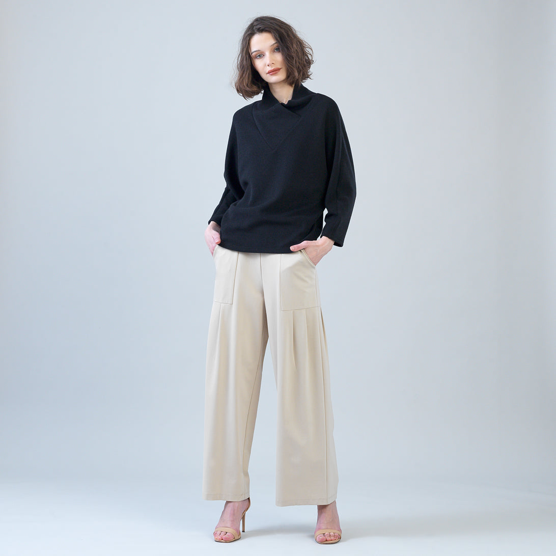 Clara Sunwoo Best Price - Plush Ribbed - Crossover Petal Neck Sweater - Black