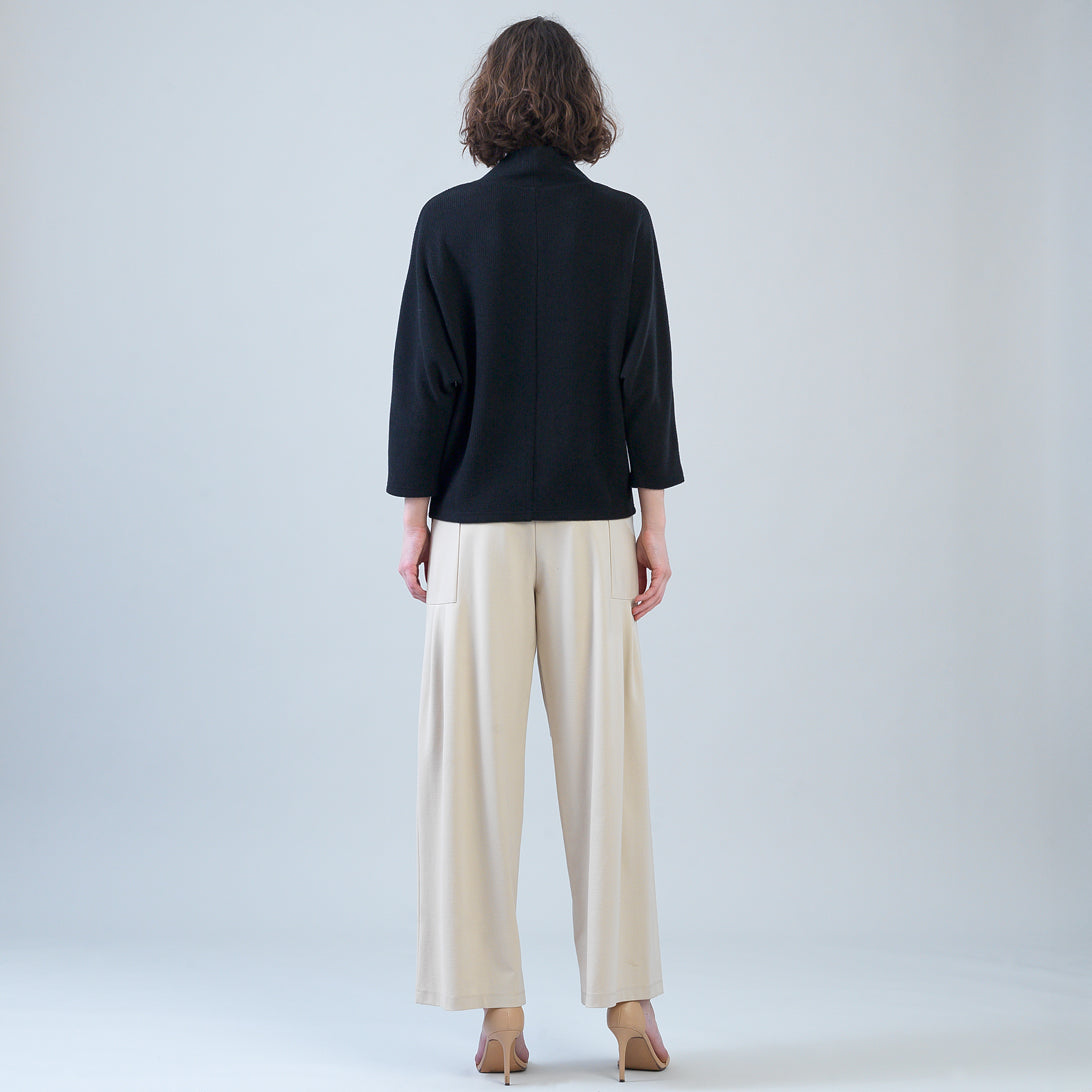 Clara Sunwoo Best Price - Plush Ribbed - Crossover Petal Neck Sweater - Black