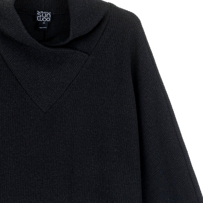 Clara Sunwoo Best Price - Plush Ribbed - Crossover Petal Neck Sweater - Black