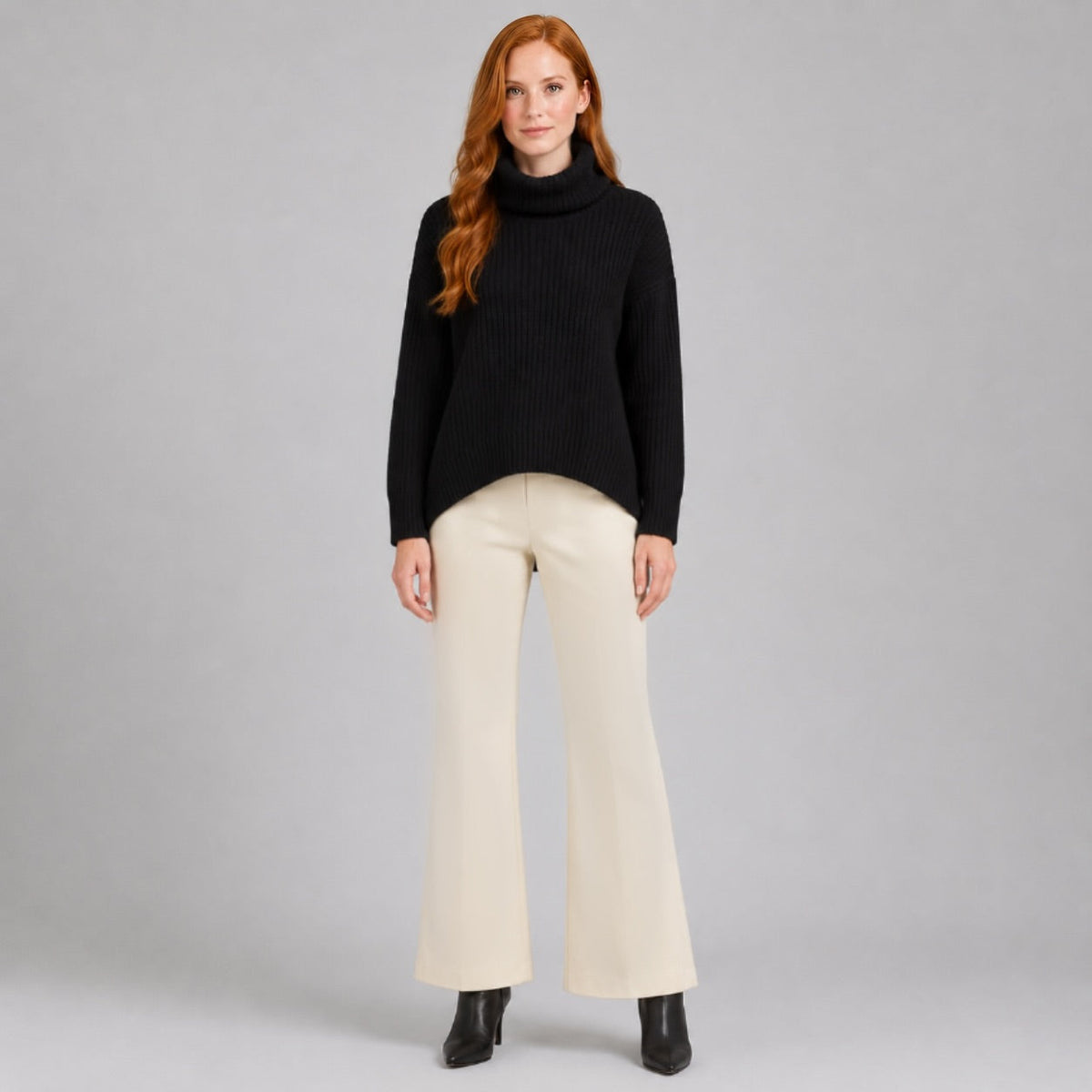 Clara Sunwoo Great Value - Chunky Ribbed - Tipped Hem Sweater Top - Black- Final Sale