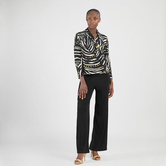 Clara Sunwoo Exclusive - V-Neck Draped Pleat Top - Dots & Stripes - Final Sale