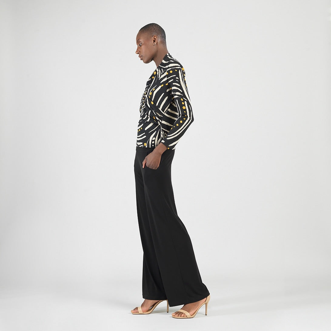 Clara Sunwoo Exclusive - V-Neck Draped Pleat Top - Dots & Stripes - Final Sale