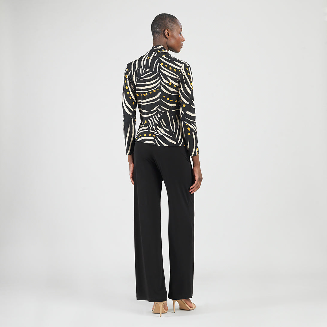 Clara Sunwoo Exclusive - V-Neck Draped Pleat Top - Dots & Stripes - Final Sale