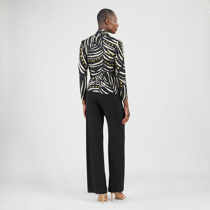 Clara Sunwoo Exclusive - V-Neck Draped Pleat Top - Dots & Stripes - Final Sale