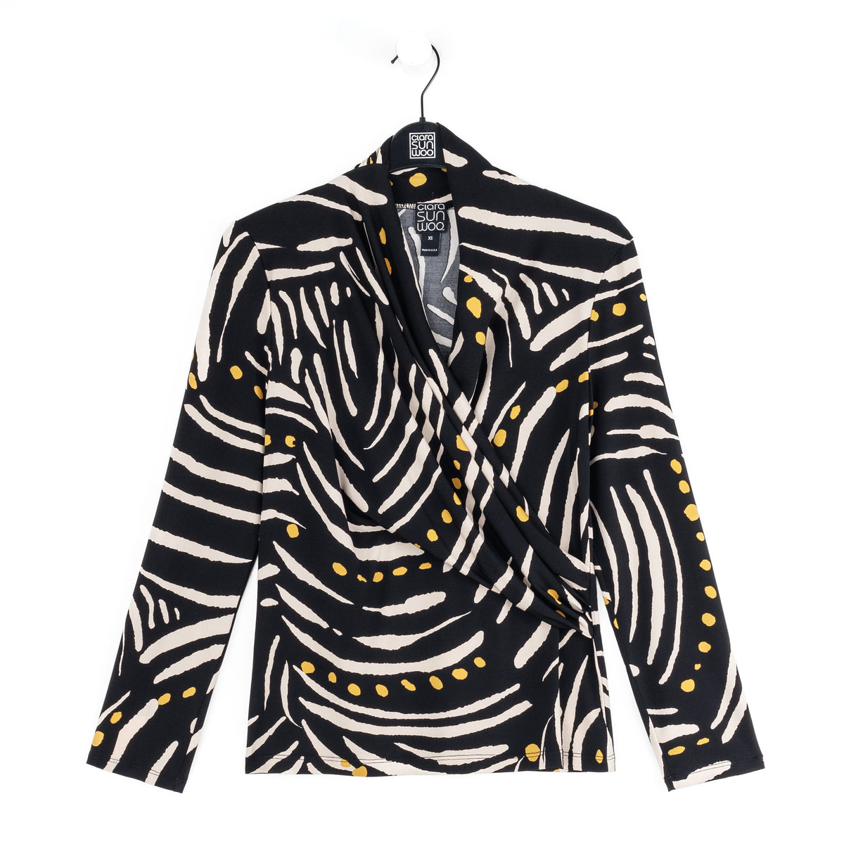 Clara Sunwoo Exclusive - V-Neck Draped Pleat Top - Dots & Stripes - Final Sale