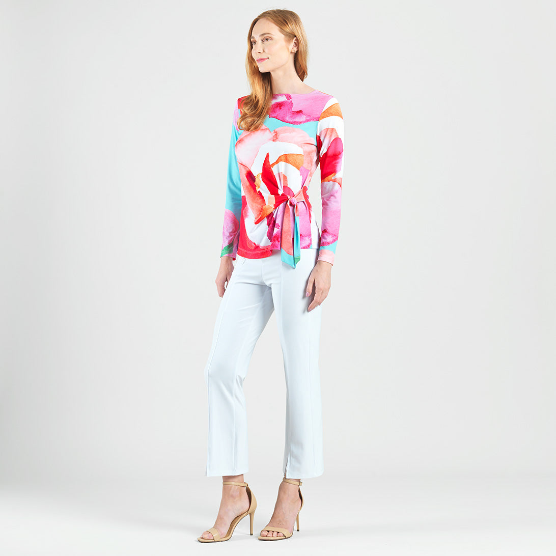 Clara Sunwoo Sale - Side Tie Waist Top - Petal Watercolor - Final Sale