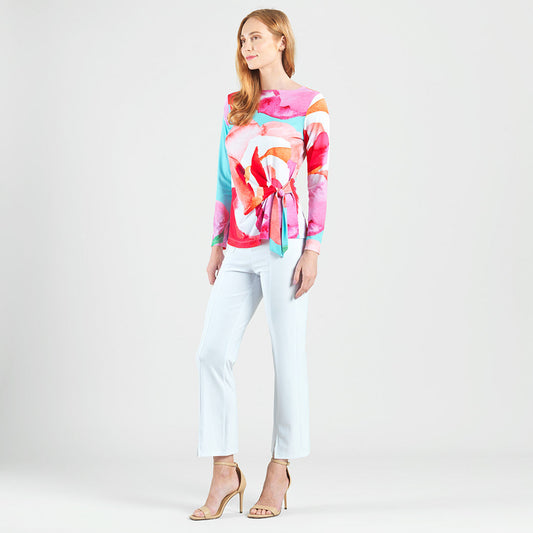 Clara Sunwoo Sale - Side Tie Waist Top - Petal Watercolor - Final Sale