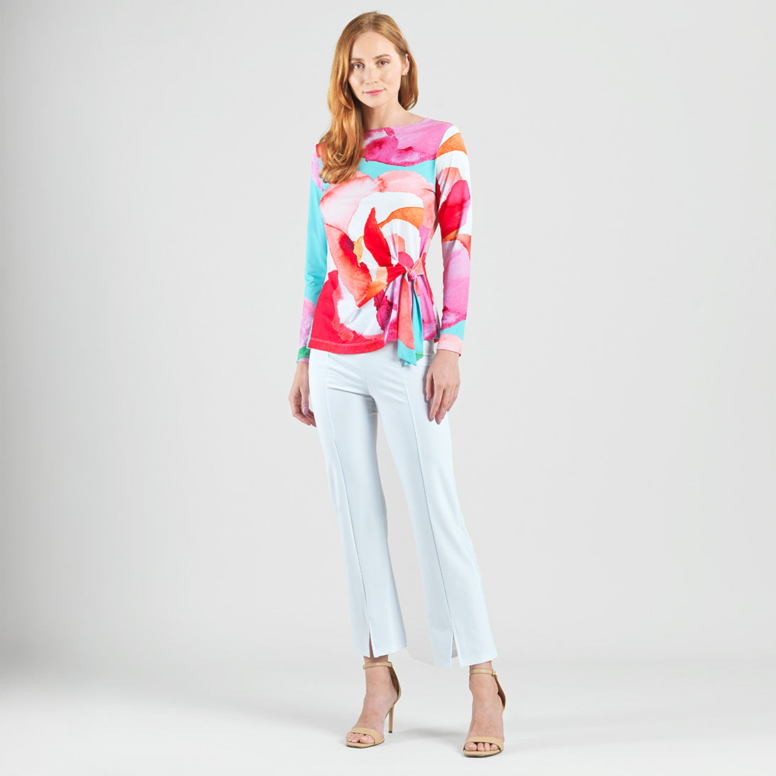 Clara Sunwoo Sale - Side Tie Waist Top - Petal Watercolor - Final Sale