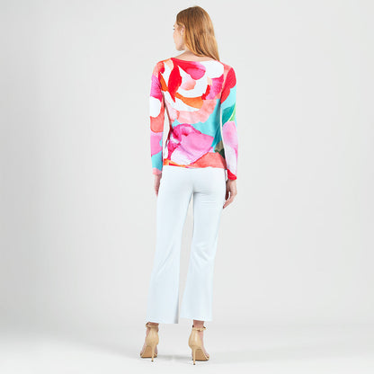 Clara Sunwoo Sale - Side Tie Waist Top - Petal Watercolor - Final Sale
