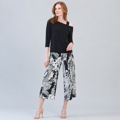 Clara Sunwoo Best Seller - Drop Shoulder Ribbon Sleeve Top - Black - Final Sale