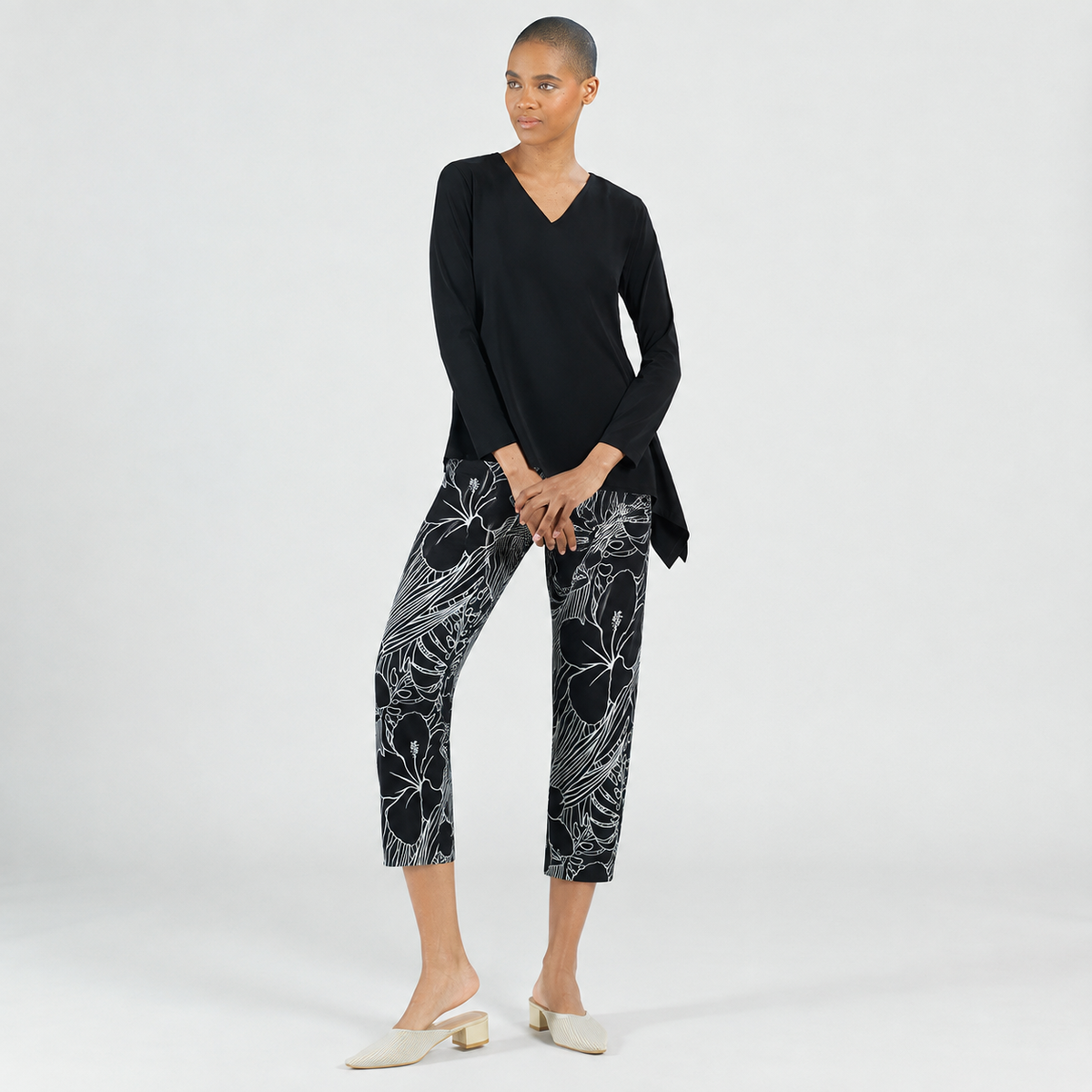 Clara Sunwoo Smart Buy - V-Neck Side Flow Top - Black - Final Sale