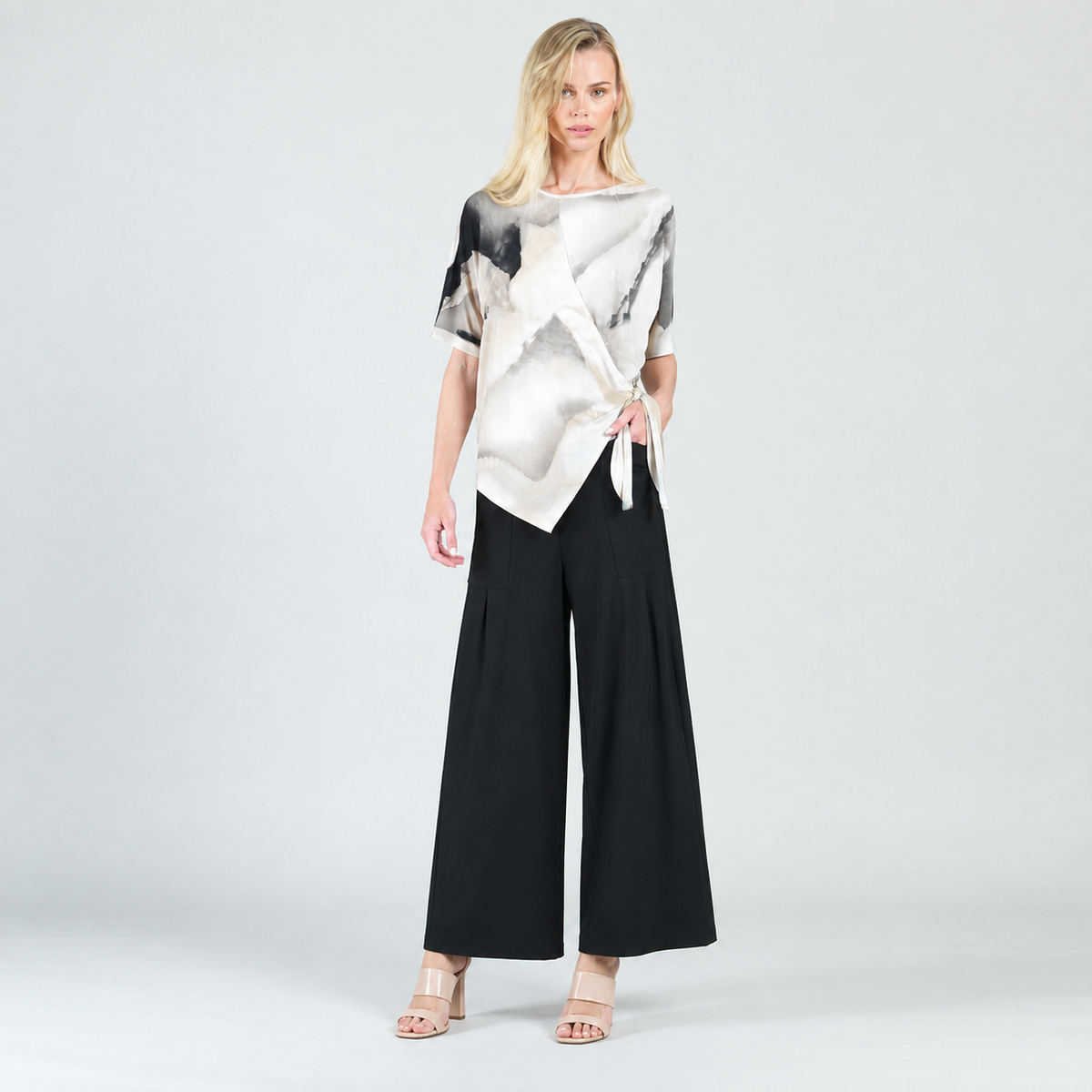Clara Sunwoo Value - Side Tie Wrap Top - Ivory Watercolor - Final Sale