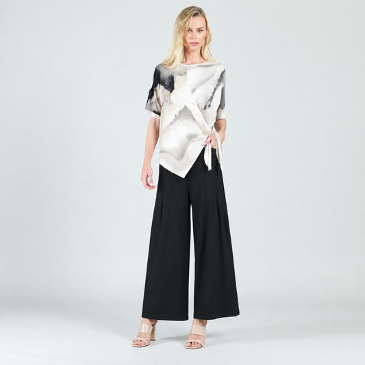 Clara Sunwoo Value - Side Tie Wrap Top - Ivory Watercolor - Final Sale