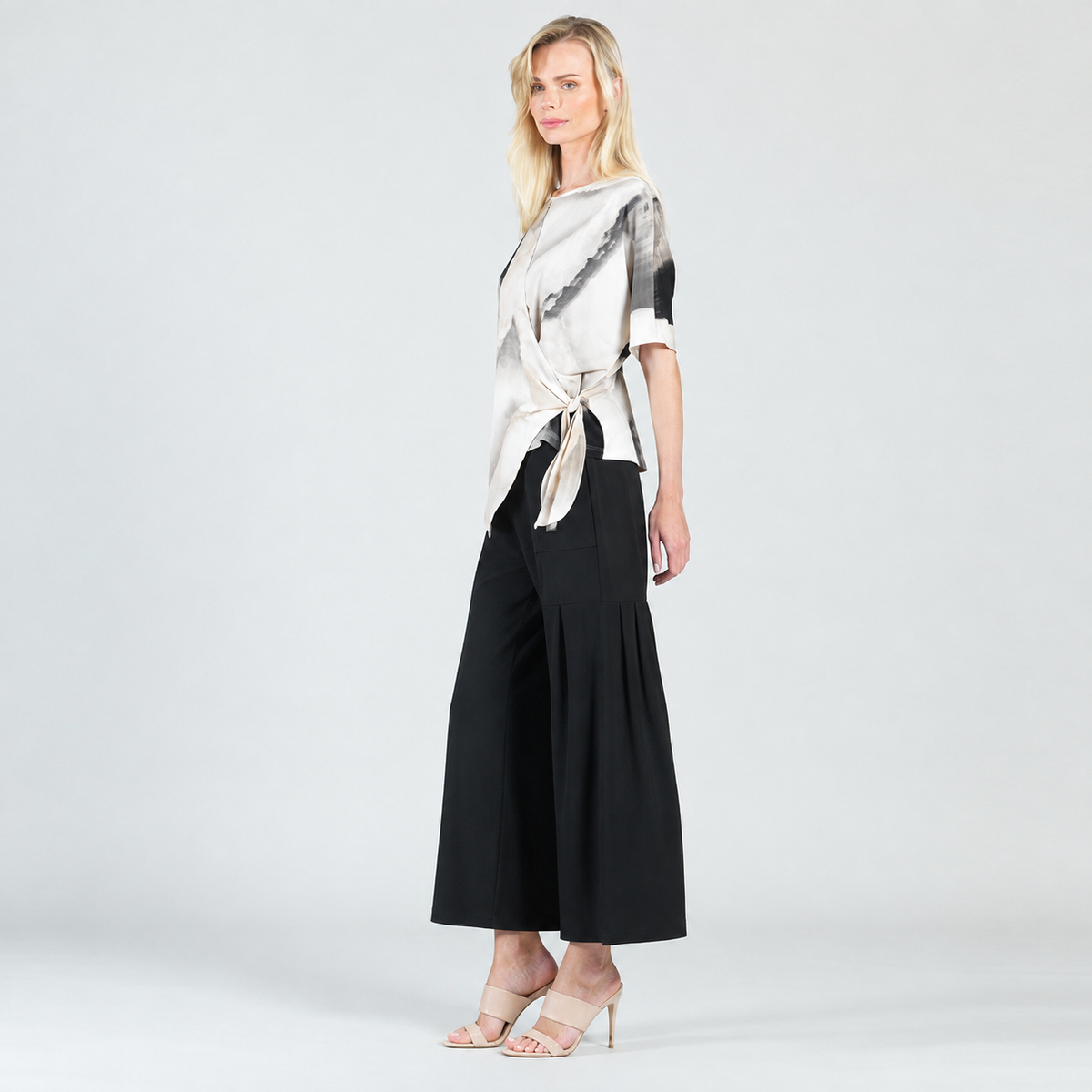 Clara Sunwoo Value - Side Tie Wrap Top - Ivory Watercolor - Final Sale