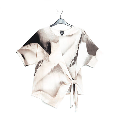 Clara Sunwoo Value - Side Tie Wrap Top - Ivory Watercolor - Final Sale