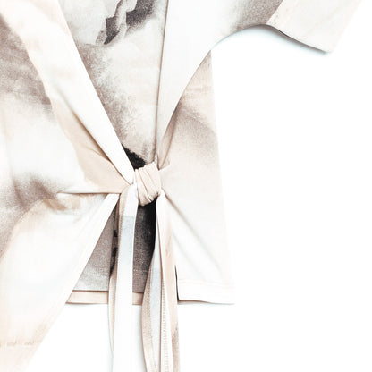 Clara Sunwoo Value - Side Tie Wrap Top - Ivory Watercolor - Final Sale