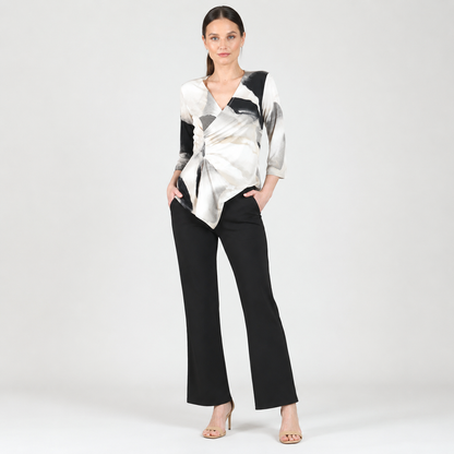 Clara Sunwoo Popular - Side Gathered Drape Tunic - Ivory Watercolor - Final Sale