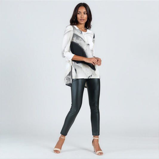 Clara Sunwoo Trusted - Parachute Hem Tunic - Ivory Watercolor - Final Sale