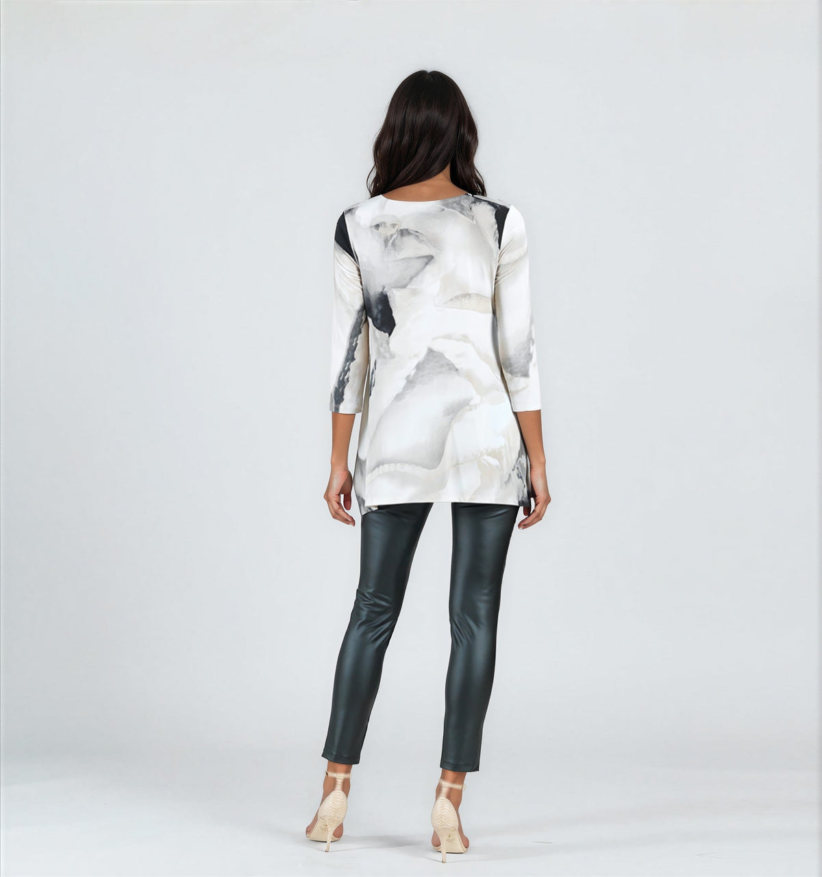 Clara Sunwoo Trusted - Parachute Hem Tunic - Ivory Watercolor - Final Sale