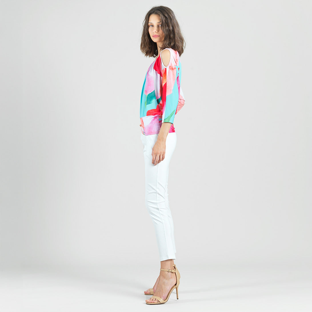 Clara Sunwoo Latest - Open Shoulder Blouson Waist Top - Petal Watercolor - Final Sale!