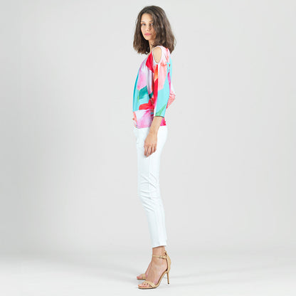 Clara Sunwoo Latest - Open Shoulder Blouson Waist Top - Petal Watercolor - Final Sale!