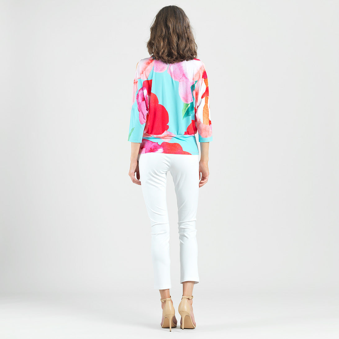 Clara Sunwoo Latest - Open Shoulder Blouson Waist Top - Petal Watercolor - Final Sale!