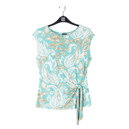 Clara Sunwoo Quality - Butter Knit - Cap Sleeve Side Tie Top - Paisley Lotus-Turquoise - Final Sale