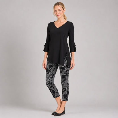 Clara Sunwoo Latest - Flutter Cuff Side Vent Tunic - Black - Final Sale!